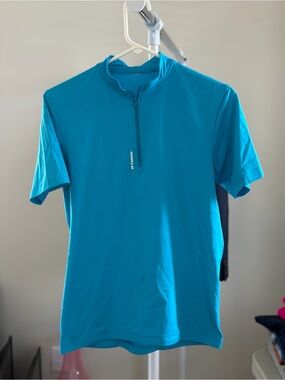 Women's Muscle Tee Quarter-Zip Top - Bright Teal